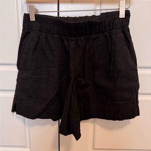 Women's Black Linen Blend Shorts